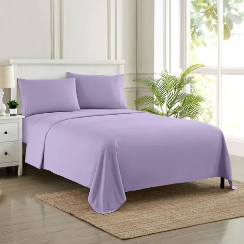 Vista 11 de Juego de sábanas extrasuaves de tamaño individual, ropa de cama transpirable y lujosa con correas elásticas integradas para las esquinas, colección
