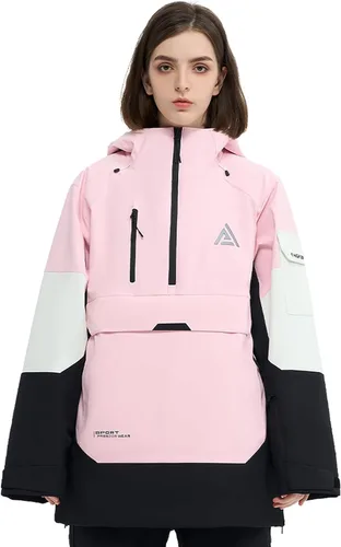 Vista 8 de Chaqueta de esquí Anorak de snowboard Abrigo sudadera holgada con capucha de nieve aislada impermeable cálido para mujeres y hombres