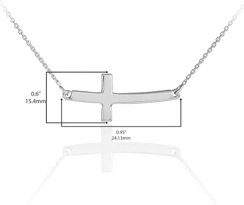 Vista 3 de Collar de plata de ley 925 con barra transversal curvada horizontal lateral
