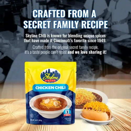 Vista 6 de Skyline Chili Chile de pollo – Auténtica receta estilo Cincinnati en bolsas para microondas – Perfecto para conos de queso, perros calientes