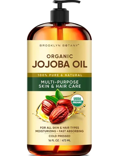 Vista 8 de Brooklyn Botany Aceite de jojoba orgánico prensado en frío para piel, cabello y cara 8 onzas líquidas 100% puro y natural Aceite portador