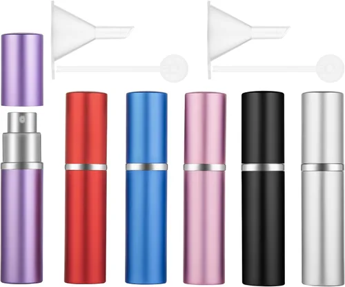 Vista 12 de Botellas atomizadoras de perfume de viaje recargables, 2 botellas de spray portátiles de 0.3 fl oz, atomizador de perfume recargables para después