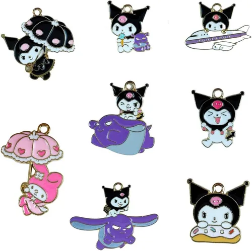 Vista 2 de 40 dijes de animales Kawaii de dibujos animados de anime, para pulseras, collares, aretes, joyería, manualidades, 8 estilos, Acero aleado, No es una