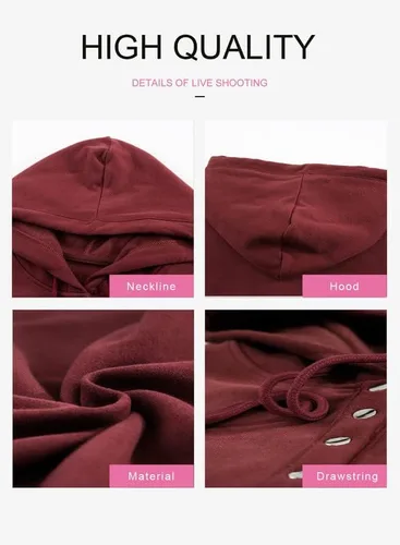 Vista 4 de Dokotoo - Sudaderas con capucha para mujer, con cuello de botón y cordón de ajuste, sudaderas casuales de manga larga