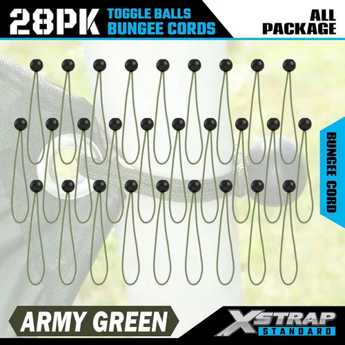 Vista 7 de XSTRAP STANDARD Paquete de 28 cuerdas elásticas resistentes de 9 pulgadas, bolas elásticas de lona para toldo, tienda de campaña, carga, cables