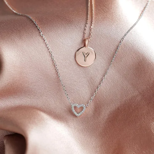 Vista 4 de PAVOI 14K Gold Plated Cubic Zirconia Heart Necklace Layered Necklaces Gold Necklaces for Women
