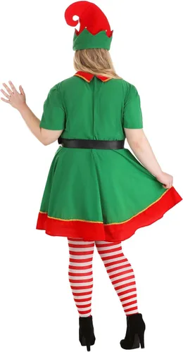 Vista 5 de Plus Size Holiday Elf Costume for Women Adult Christmas Dress