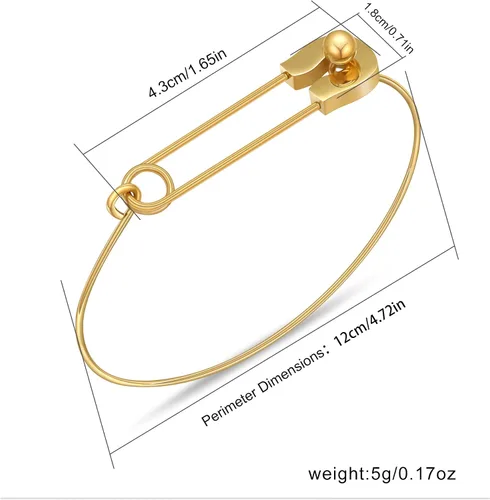 Vista 2 de AILUOR Pulsera de gancho de seguridad de moda, estilo vintage punk clásico simple amor pulsera joyería unisex