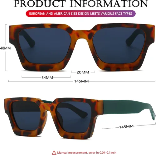 Vista 82 de AIEYEZO Gafas de sol cuadradas para mujeres y hombres, gafas de sol cuadradas con montura gruesa, estilo de diseñador simple