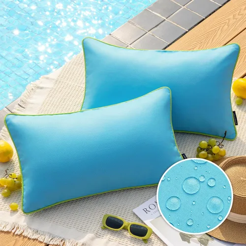 Vista 22 de Phantoscope - Juego de 2 fundas de almohada y cojín cuadradas decorativas, impermeables, para intemperie, sofás, carpas, 18 x 18 pulgadas
