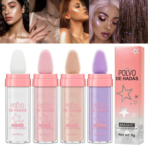 Vista 8 de 2 unidades de Polvo De Hadas Fairy Dust polvo resaltador - Polvo para contornear todo el cuerpo y clavícula perlado para cara y ojos, purpurina #01