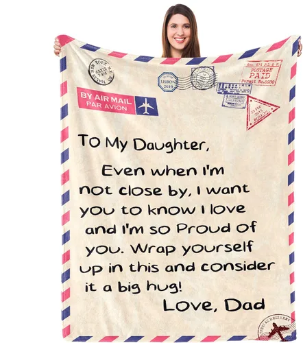 Vista 23 de UFOORO Manta para hija, manta de forro polar suave con diseño de oso abrazo de oso, regalo sincero de padre a hija, el mejor regalo para hijas