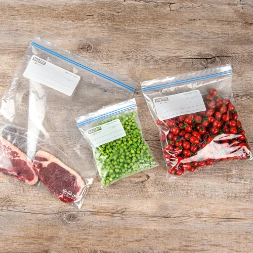 Vista 7 de Restaurantware Bag Tek - Bolsas con cremallera para congelador de 1 cuarto de galón, 25 bolsas desechables con cremallera, bolsas de plástico