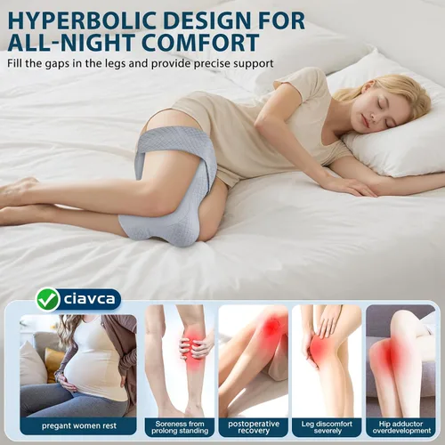 Vista 3 de Almohada de rodilla para dormir de lado con alivio del dolor de cadera, almohada de pierna para dormir de lado con correa ajustable, alivio