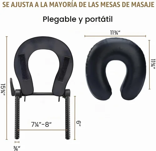 Vista 2 de Cuna de masaje facial con cojín para mesa de masaje y reposacabezas Negro