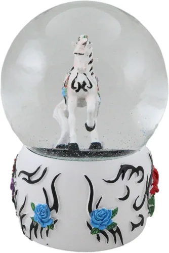 Vista 5 de Ebros Gift Trail of Painted Ponies Western Roses Vine Petals Tribal Rose Horse Glitter Water Globe 5.25" de alto Farmhouse Ranch Cabin Country Snow