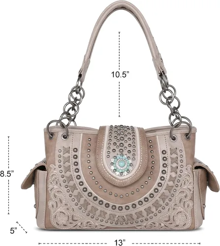 Vista 7 de Montana West Western Monederos para mujer, bolsas de mano ocultas para llevar al hombro con cartera