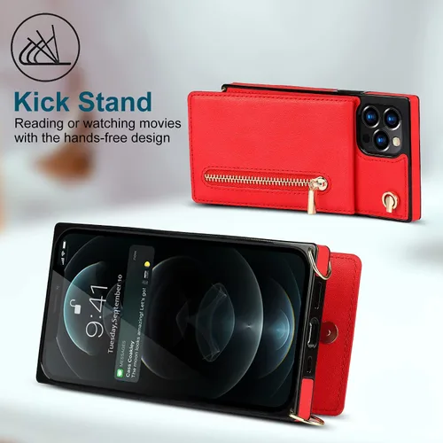 Vista 4 de Funda compatible con iPhone 12 Pro Max de 6.7 pulgadas, bolso de bolsillo, correa de hombro, elegante funda protectora para iPhone 12 Pro Max
