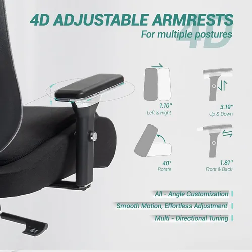 Vista 3 de Ergonomic Office Chair with Headrest, High Back Home Office Desk Chair with Armrests and Adjustable Lumbar Support, Computer Chair for Home/Office
