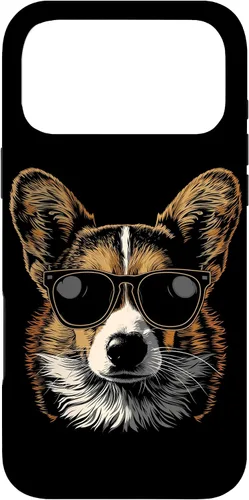 Vista 19 de iPhone 16 Corgi con gafas de sol divertido perro mamá papá Corgi caso