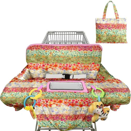 Vista 13 de Funda negra para carrito de compras para bebé, funda para silla alta 2 en 1, con arnés de seguridad, multifuncional, patrón de perro, fundas