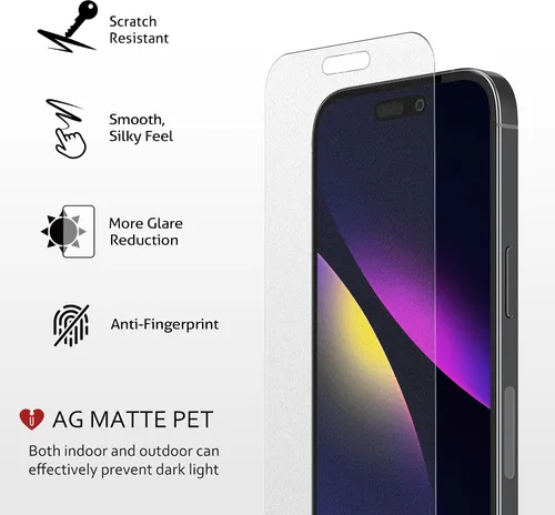 Vista 3 de iCarez Protector de pantalla mate antideslumbrante HD para iPhone 15 Plus de 6.7 pulgadas (paquete de 3) (compatible con fundas) de alta calidad