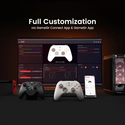 Vista 8 de GameSir Nova Lite 2 Wireless PC Controller with Hall Effect Joysticks & Triggers, 2.4G & Wired 1000Hz Polling Rate, Remappable Buttons - Compatible