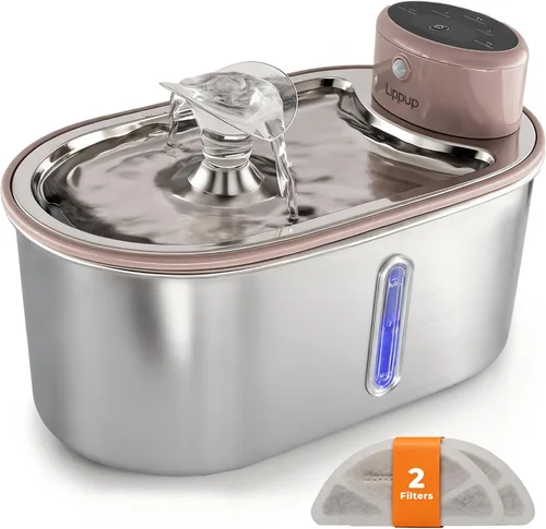 Vista 11 de Fuente de agua inalámbrica para gatos de acero inoxidable de 108 oz/3.2 L Batería de 5200 mAh, autonomía de 50 días, sensor de movimiento, ultra