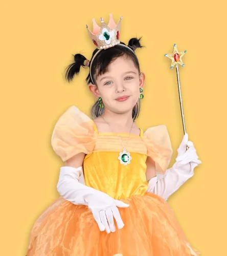 Vista 6 de Disfraz de corona de margarita de princesa, accesorios de princesa, conjunto de Halloween para mujeres y niñas