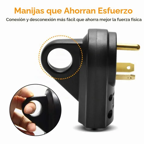Vista 2 de Enchufe macho de repuesto para autocaravana de 30 amperios, resistente NEMA TT-30P, enchufe eléctrico de repuesto con mango de fácil desenchufe