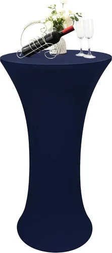 Vista 7 de Cubierta de Mesa de Cóctel Redonda Ajustada de 24x43 Pulgadas Mantel de Mesa de Cóctel de Elastano Negro Mantel Ajustado Highboy Manteles de Mesa