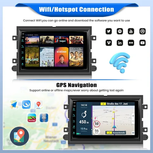 Vista 4 de [2+64G] Android 15 Radio de coche estéreo para Ford F150/F250/F350 2004-2014 con Carplay inalámbrico, pantalla táctil de 7 pulgadas estéreo
