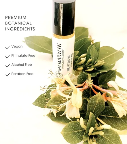 Vista 5 de Aceite de perfume natural madreselva, jojoba orgánica y aceites esenciales, 0.3 fl oz Golden, sun-warmed floral sweetness.10 mL glass roll-on