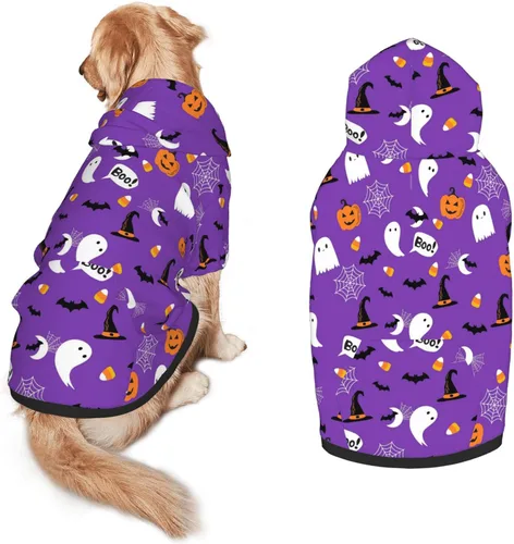 Vista 18 de Disfraz de perro de Halloween, sudadera con capucha con estampado de fantasma de calabaza para invierno, Halloween, cosplay, suéteres con capucha