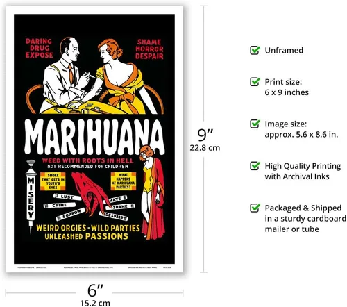 Vista 2 de Marihuana - Weed with Roots in Hell - Orgías extrañas - Fiestas salvajes - Pasiones desatadas - Póster de película vintage por Dwain Esper c.1936