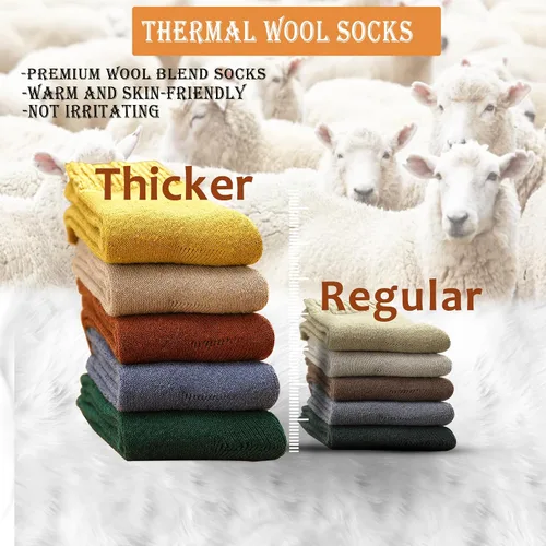 Vista 3 de VoJoPi 5 Pairs Warm Wool Socks for Women, Size 5-10, Thick Winter Thermal Boot Socks Crew Length