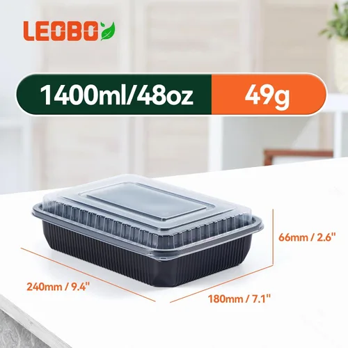 Vista 2 de 40 Pack 48oz Jumbo Meal Prep Containers - Shrink-Wrapped No Pre-Wash Single Deep Compartment Leak-Resistant Shatterproof Flexible PP BPA Free