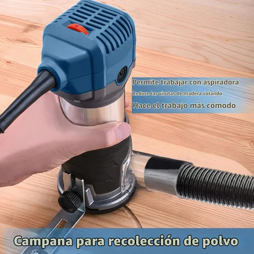 Vista 4 de Dobetter Herramienta de Router de Madera de 1.25HP, Router Eléctrico de Recorte de 6.5 Amperios, Router de Palma Compacto de 6 Velocidades Variables
