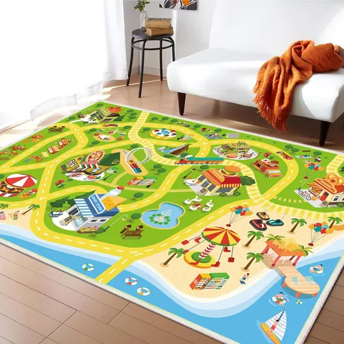 Vista 8 de Alfombra de juego para niños, alfombra educativa de 31 x 48 pulgadas, alfombra antideslizante de la vida urbana, alfombra de aprendizaje para niños