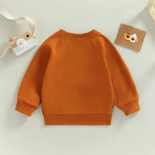 Vista 2 de AEEMCEM Sudadera de algodón sólido para bebé, niño y niña, camiseta de manga larga, cuello redondo, blusa para otoño