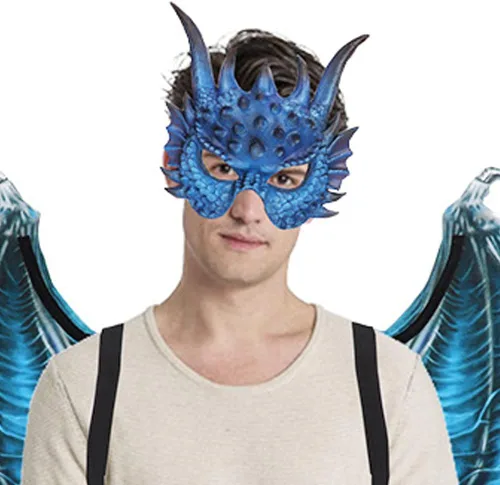 Vista 4 de Máscara de dragón 3D, disfraz de fiesta de Halloween, cosplay para adultos y hombres, máscaras de media cara de animales aterradores