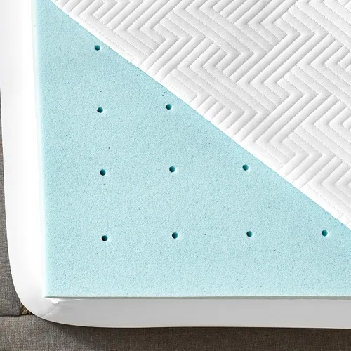 Vista 5 de Essentials - Cubrecolchón de espuma viscoelástica de 2 pulgadas, con infusión de gel, funda de punto circular de lujo incluida, espuma certificada