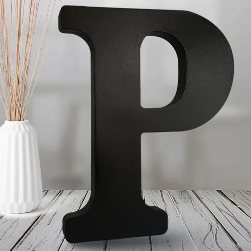 Vista 15 de AOCEAN Letras de madera negra de 8 pulgadas, letras de madera sin terminar para decoración de Halloween, letras decorativas de pie, decoración