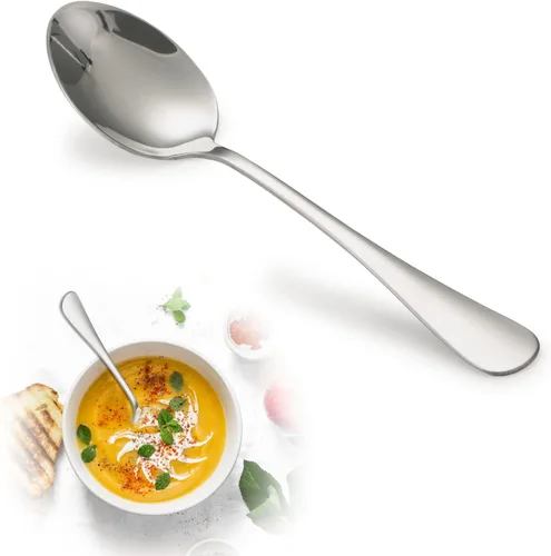 Vista 7 de Juego de tenedores y cucharas, 6 piezas de tenedores para ensalada de 6.7" y 6 piezas de cucharas para sopa de 6.7", juego de cubiertos de acero