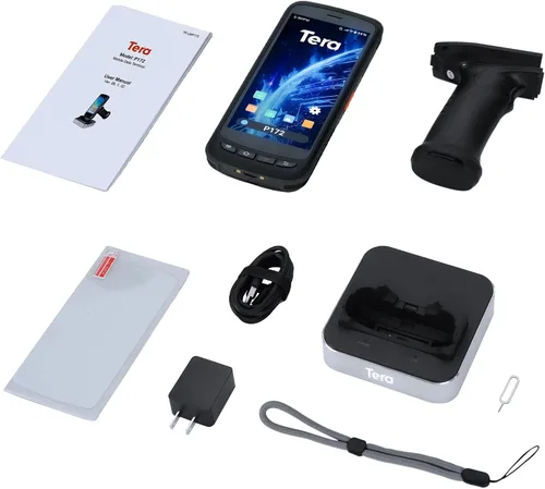 Vista 7 de Tera Android 11 escáner de código de barras PDA: con agarre de pistola de cuna de carga 8000mAh batería extra grande computadora móvil portátil 5.2