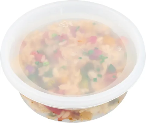 Vista 9 de Restaurantware -Asporto - Cajas para llevar de 8 onzas, 25 recipientes redondos para sopa para microondas - Tapas de plástico transparente
