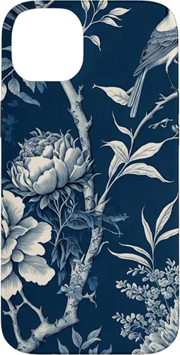 Vista 15 de Chinoiserie Floral Toile Blue and White Funda para iPhone 17