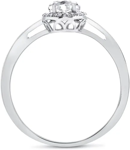 Vista 2 de FJC Finejewelers 10k White Gold Heart Shaped Created Blue Sapphire with White Topaz accent stones Halo Ring