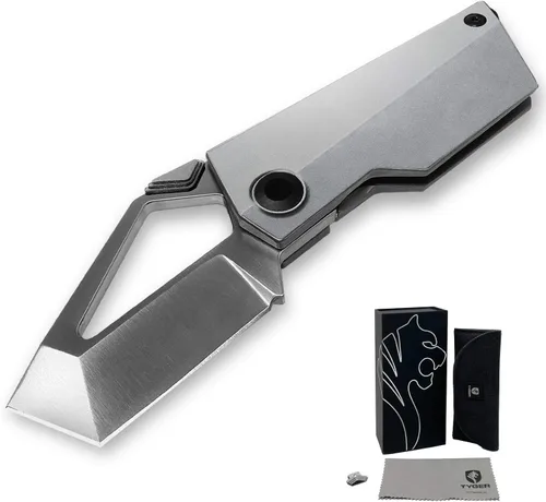 Vista 10 de Tyger K7 EDC Cuchillo de bolsillo plegable Hoja de acero negra lavada a la piedra de 154CM Mango G-10 TG-KF9C2898