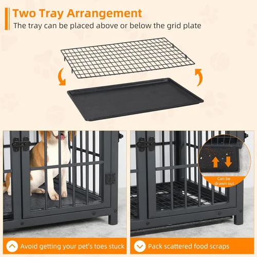 Vista 6 de Bingopaw Muebles de jaula para perros: jaula para cachorros de 30 pulgadas conectable con parte superior de madera, mesa auxiliar para perros